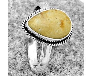 Natural Palm Root Fossil Agate Ring size-8.5 SDR181710 R-1009, 9x13 mm