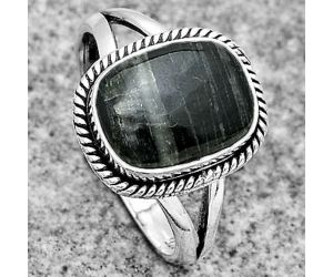 Natural Silver Leaf Obsidian Ring size-8 SDR181718 R-1010, 9x12 mm