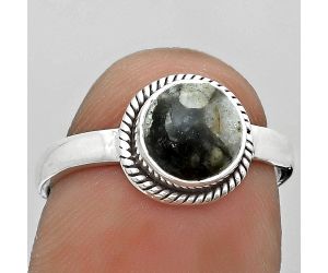 Natural Mexican Cabbing Fossil Ring size-7 SDR181728 R-1009, 7x7 mm