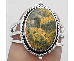 Natural Moroccan Yellow Jacket Jasper Ring size-7 SDR181846 R-1010, 11x15 mm