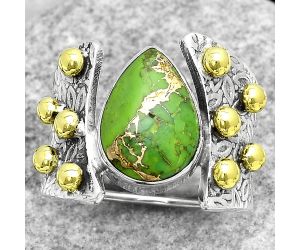 Two Tone - Copper Green Turquoise Ring size-7.5 SDR181866 R-1367, 10x14 mm