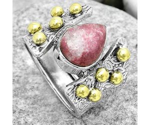 Two Tone - Pink Thulite - Norway Ring size-7 SDR181869 R-1367, 9x12 mm