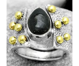 Two Tone - Natural Nuummite Ring size-8 SDR181870 R-1367, 8x12 mm