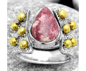 Two Tone - Pink Thulite - Norway Ring size-7 SDR181874 R-1367, 9x13 mm