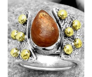Two Tone - Natural Red Moss Agate Ring size-6.5 SDR181883 R-1367, 8x12 mm