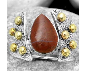 Two Tone - Natural Red Moss Agate Ring size-7 SDR181886 R-1367, 9x13 mm