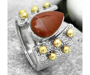 Two Tone - Natural Red Moss Agate Ring size-7 SDR181886 R-1367, 9x13 mm