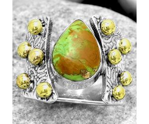 Two Tone - Copper Green Turquoise Ring size-6 SDR181890 R-1367, 9x12 mm