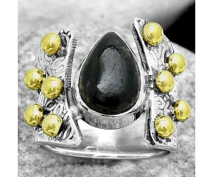 Two Tone - Natural Nuummite Ring size-6 SDR181897 R-1367, 8x12 mm