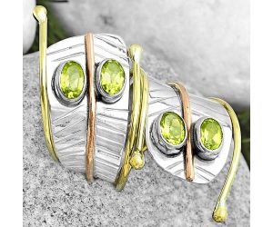 Two Tone Adjustable - Natural Peridot Ring size-7 SDR182013 R-1522, 4x6 mm
