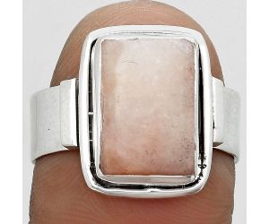 Natural Pink Scolecite Ring size-7.5 SDR182043 R-1521, 9x13 mm