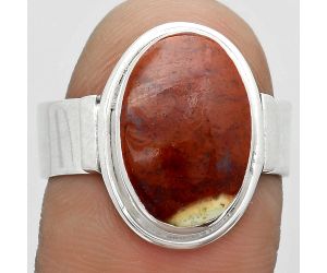 Natural Red Moss Agate Ring size-8 SDR182048 R-1521, 10x15 mm