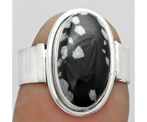 Natural Snow Flake Obsidian Ring size-7 SDR182053 R-1521, 8x15 mm