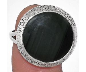 Natural Black Lace Obsidian Ring size-9.5 SDR182144 R-1307, 17x17 mm