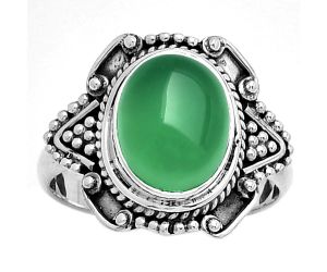 Natural Green Onyx Ring size-7.5 SDR182163 R-1557, 9x11 mm