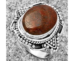 Natural Red Moss Agate Ring size-7.5 SDR182173 R-1557, 11x14 mm