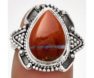 Natural Red Moss Agate Ring size-7.5 SDR182192 R-1557, 10x14 mm