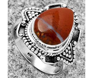 Natural Red Moss Agate Ring size-7.5 SDR182192 R-1557, 10x14 mm