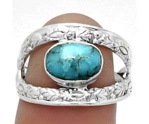 Natural Kingman Turquoise 925 Sterling Silver Ring s.7.5 Jewelry R-1426, 6x9 mm