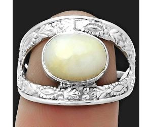 Natural White Opal Ring size-8 SDR182258 R-1426, 8x10 mm