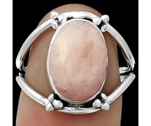 Natural Pink Scolecite Ring size-7 SDR182460 R-1246, 9x13 mm