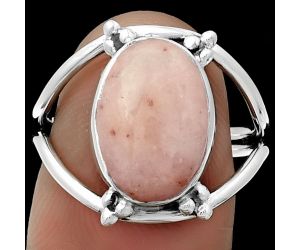 Natural Pink Scolecite Ring size-7.5 SDR182463 R-1246, 9x13 mm