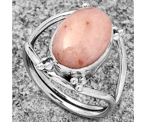 Natural Pink Scolecite Ring size-7.5 SDR182463 R-1246, 9x13 mm