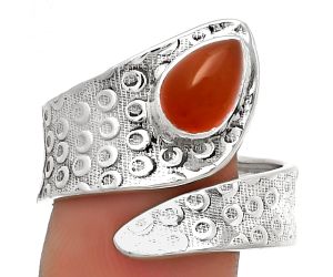 Adjustable - Natural Carnelian Ring size-9.5 SDR182569 R-1374, 6x9 mm