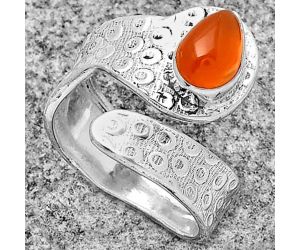 Adjustable - Natural Carnelian Ring size-9.5 SDR182574 R-1374, 6x9 mm