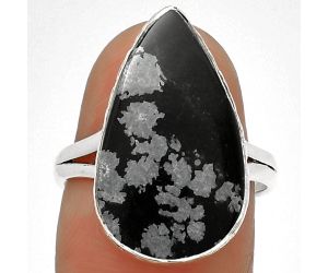 Natural Snow Flake Obsidian Ring size-7.5 SDR182688 R-1191, 12x21 mm