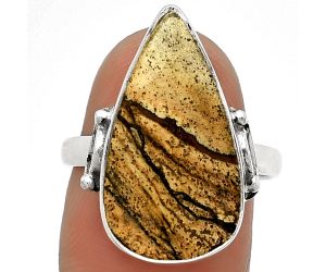 Natural Picture Jasper Ring size-8 SDR182718 R-1198, 12x22 mm
