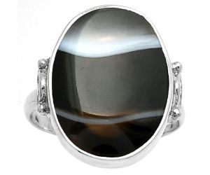 Natural Banded Onyx Ring size-8.5 SDR182751 R-1198, 14x19 mm