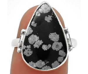 Natural Snow Flake Obsidian Ring size-8 SDR182757 R-1198, 13x19 mm