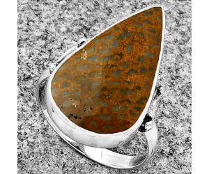 Natural Palm Root Fossil Agate Ring size-8 SDR182760 R-1198, 13x23 mm