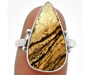 Natural Picture Jasper Ring size-8.5 SDR182771 R-1198, 12x22 mm