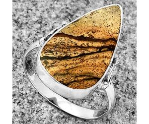 Natural Picture Jasper Ring size-8.5 SDR182771 R-1198, 12x22 mm