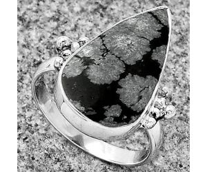 Natural Snow Flake Obsidian Ring size-7 SDR182780 R-1091, 11x20 mm
