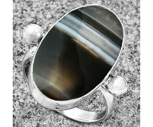 Natural Banded Onyx Ring size-7.5 SDR182789 R-1001, 13x23 mm