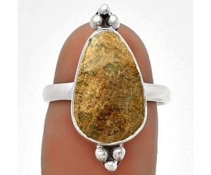 Natural Palm Root Fossil Agate Ring size-7 SDR182812 R-1091, 10x16 mm