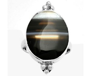 Natural Banded Onyx Ring size-7 SDR182825 R-1091, 15x19 mm