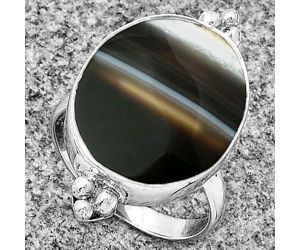 Natural Banded Onyx Ring size-7 SDR182825 R-1091, 15x19 mm
