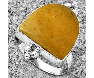 Natural Honey Aragonite Ring size-7 SDR182828 R-1091, 15x15 mm