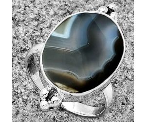 Natural Banded Onyx Ring size-7 SDR182841 R-1091, 13x18 mm