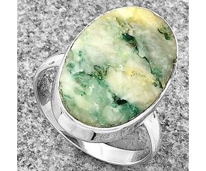 Natural Tree Weed Moss Agate - India Ring size-7.5 SDR182935 R-1001, 13x21 mm