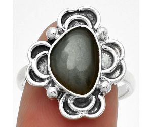 Natural Gray Moonstone Ring size-8 SDR182990 R-1206, 8x12 mm