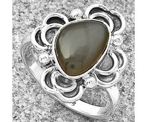 Natural Gray Moonstone Ring size-8 SDR182990 R-1206, 8x12 mm