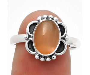 Natural Peach Moonstone Ring size-8 SDR183013 R-1103, 7x9 mm