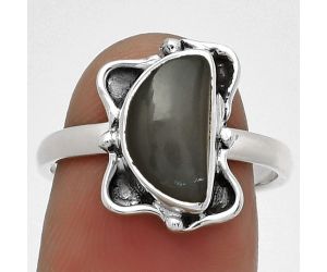 Natural Gray Moonstone Ring size-8 SDR183125 R-1103, 7x12 mm
