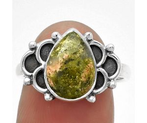 Natural Unakite Ring size-8 SDR183132 R-1104, 8x12 mm