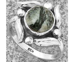 Natural Hornblende Ring size-8 SDR183256 R-1125, 9x9 mm